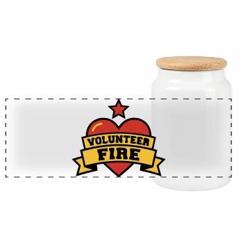 Logo du Cœur de Pompiers Volontaires - Boîte à biscuits avec couvercle en bois - blanc - Devant