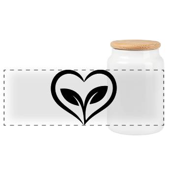 Cœur de jardinier avec plante - Boîte à biscuits avec couvercle en bois - blanc - Devant