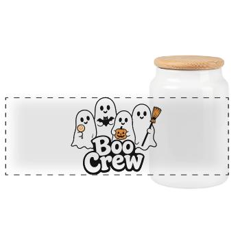 Boo Crew Halloween Ghosts - Panoramic Cookie Jar with Wooden Lid - white - Front
