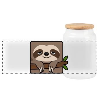 Sloth - Panoramic Cookie Jar with Wooden Lid - white - Front