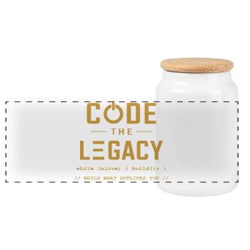 Code The Legacy Programmer T-Shirt - Panorama Keksdose mit Holzdeckel - Weiß - Vorne