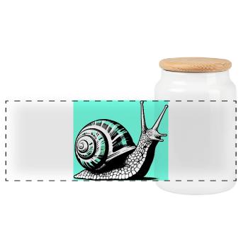 Schnecke - Panorama Keksdose mit Holzdeckel - Weiß - Vorne