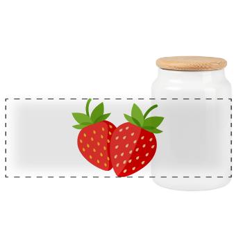 fraise - Boîte à biscuits avec couvercle en bois - blanc - Devant