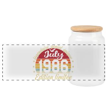 Anniversaire Juillet 1986 Vintage Cadeau - Boîte à biscuits avec couvercle en bois - blanc - Devant