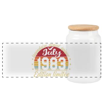 Anniversaire Juillet 1983 Vintage Cadeau - Boîte à biscuits avec couvercle en bois - blanc - Devant