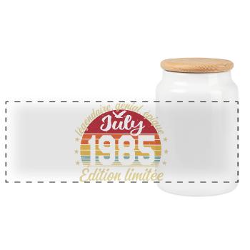Anniversaire Juillet 1985 Vintage Cadeau - Boîte à biscuits avec couvercle en bois - blanc - Devant