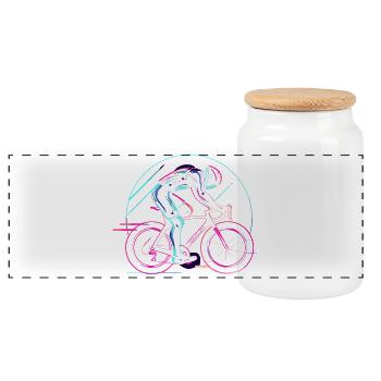 Steampunk cycliste - Boîte à biscuits avec couvercle en bois - blanc - Devant