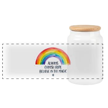 Painted rainbow - Panoramic Cookie Jar with Wooden Lid - white - Front