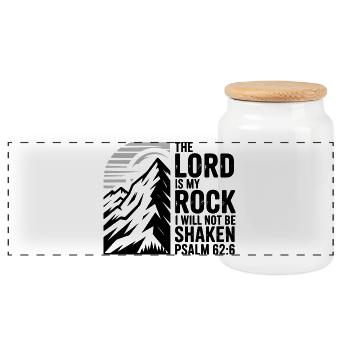 The Lord Is My Rock Psalm 62 - Panorama Keksdose mit Holzdeckel - Weiß - Vorne