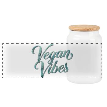 Vegan Vibes Veganism Statement - Panoramic Cookie Jar with Wooden Lid - white - Front