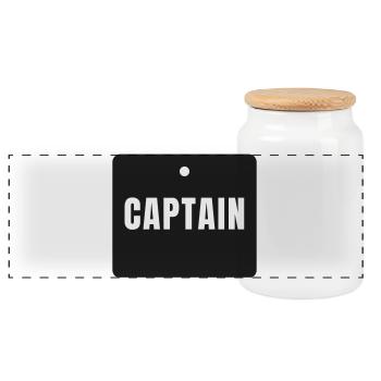 Captain Badge - Captain Team Sports Gift - Panoramic Cookie Jar with Wooden Lid - white - Front