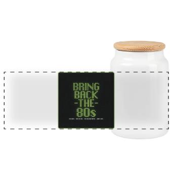 Bring die 80er zurück | Retro-Digitaldesign - Panorama Keksdose mit Holzdeckel - Weiß - Vorne