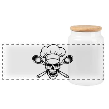 BBQ Chef Skull - Panorama Keksdose mit Holzdeckel - Weiß - Vorne