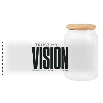 I Trust My Vision | Photographer's Edition - Panoramic Cookie Jar with Wooden Lid - white - Front