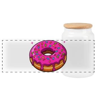 A hole full of happiness - Panoramic Cookie Jar with Wooden Lid - white - Front
