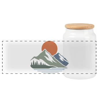 Minimalist Mountain Landscape – Modern Design - Panoramic Cookie Jar with Wooden Lid - white - Front