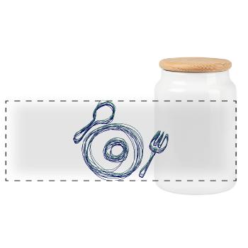 Creative cutlery design - Panoramic Cookie Jar with Wooden Lid - white - Front