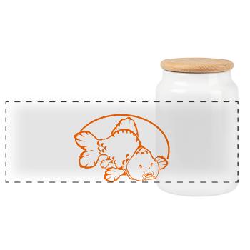 Fische_angeln_002_carp_fishing - Panoramic Cookie Jar with Wooden Lid - white - Front