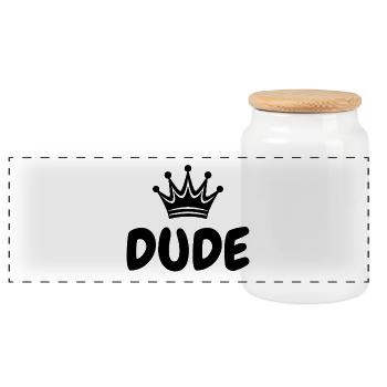 Dude Krone Hip Hop Rap Street Art (Black) - Panoramic Cookie Jar with Wooden Lid - white - Front