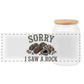 Geology Fan Rocks Collecting Rocks - Panoramic Cookie Jar with Wooden Lid - white - Front