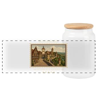 Deutschland Rothenburg ob der Tauber Vintage Reise - Panorama Keksdose mit Holzdeckel - Weiß - Vorne