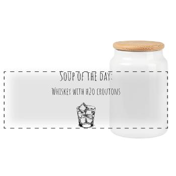 soup of the day - soup of the day - for whiskey fans - Panoramic Cookie Jar with Wooden Lid - white - Front
