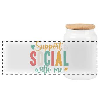 Social Worker Quote Support With Me Social Work - Panoramic Cookie Jar with Wooden Lid - white - Front
