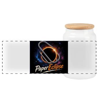 Coupure de papier éclipsée 2026 - Boîte à biscuits avec couvercle en bois - blanc - Devant