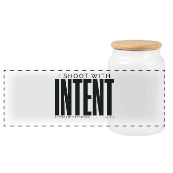 Je tire avec intention | Édition du photographe - Boîte à biscuits avec couvercle en bois - blanc - Devant