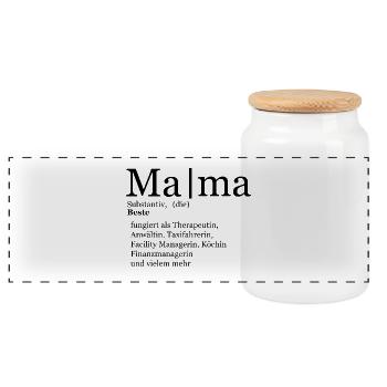 Mama Bedeutung Wörterbuch Definition - Panorama Keksdose mit Holzdeckel - Weiß - Vorne