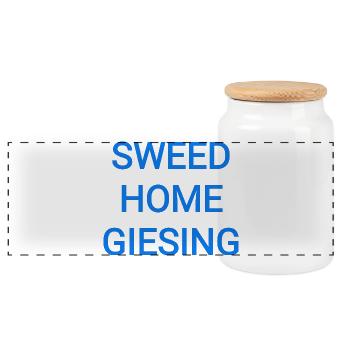 sweet home giesing Text - Panorama Keksdose mit Holzdeckel - Weiß - Vorne