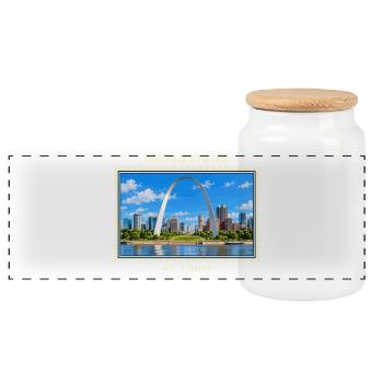 Vereinigte Staaten St. Louis Vintage Reisemarke - Panorama Keksdose mit Holzdeckel - Weiß - Vorne
