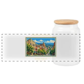 Vereinigte Staaten Asheville Vintage Reisemarke - Panorama Keksdose mit Holzdeckel - Weiß - Vorne