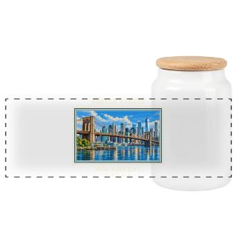 Vereinigte Staaten New York City Vintage Reise - Panorama Keksdose mit Holzdeckel - Weiß - Vorne