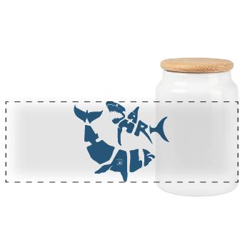 SW_LOGO_5_BLEU - Panorama Keksdose mit Holzdeckel - Weiß - Vorne