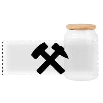 Hammer and Iron - Panoramic Cookie Jar with Wooden Lid - white - Front