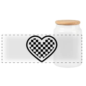 checkerboard heart - Panorama Keksdose mit Holzdeckel - Weiß - Vorne