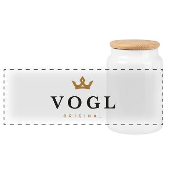 Logo original de la famille Vogl - Boîte à biscuits avec couvercle en bois - blanc - Devant