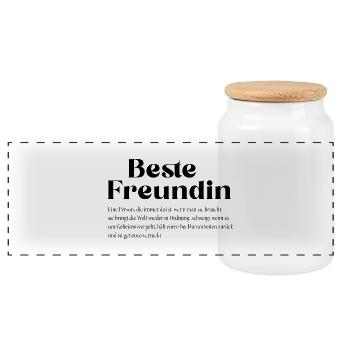 Beste Freundin - Panorama Keksdose mit Holzdeckel - Weiß - Vorne