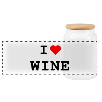 I love Wine - Ich liebe Wein - Panorama Keksdose mit Holzdeckel - Weiß - Vorne