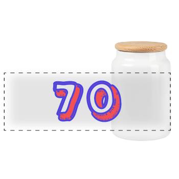 70. 70 ANS. 70e ANNIVERSAIRE. ANNIVERSAIRE 70 ANS. - Boîte à biscuits avec couvercle en bois - blanc - Devant