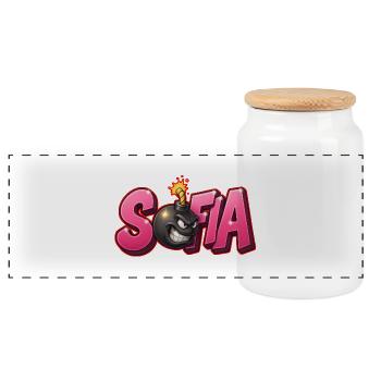 Sofia Graffiti Name Bomb Graffité 3D - Panoramic Cookie Jar with Wooden Lid - white - Front