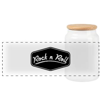 Forme de bouclier Rock n Roll - Boîte à biscuits avec couvercle en bois - blanc - Devant