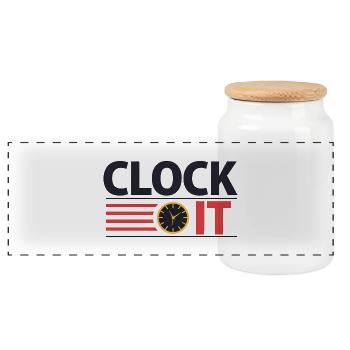 Chronomètre - Boîte à biscuits avec couvercle en bois - blanc - Devant
