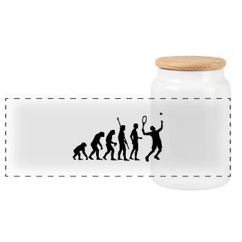 evolution_tennis_b_1c - Panorama Keksdose mit Holzdeckel - Weiß - Vorne