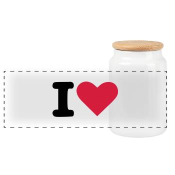 i love - Panorama Keksdose mit Holzdeckel - Weiß - Vorne