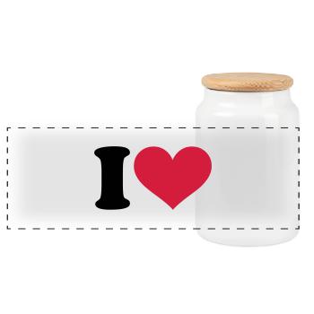 I - HEART - Boîte à biscuits avec couvercle en bois - blanc - Devant