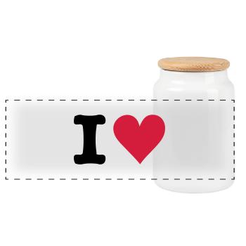 I - HEART - Boîte à biscuits avec couvercle en bois - blanc - Devant