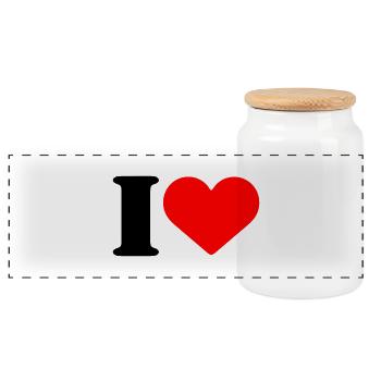 I LOVE - Panorama Keksdose mit Holzdeckel - Weiß - Vorne