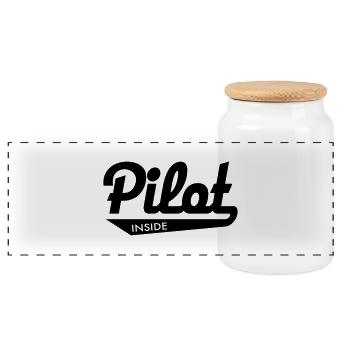 Pilot - Panoramic Cookie Jar with Wooden Lid - white - Front